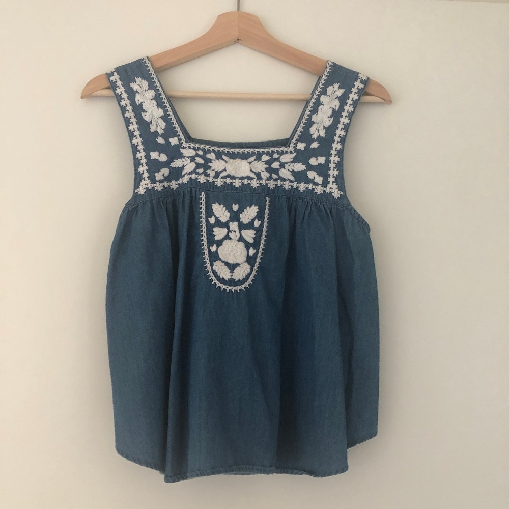 Lovers + Friends Chambray Flutter Top